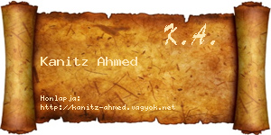 Kanitz Ahmed névjegykártya